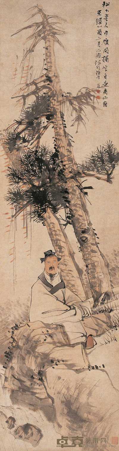 任伯年 乙酉(1885)年作 松下高士 立轴 176×46cm